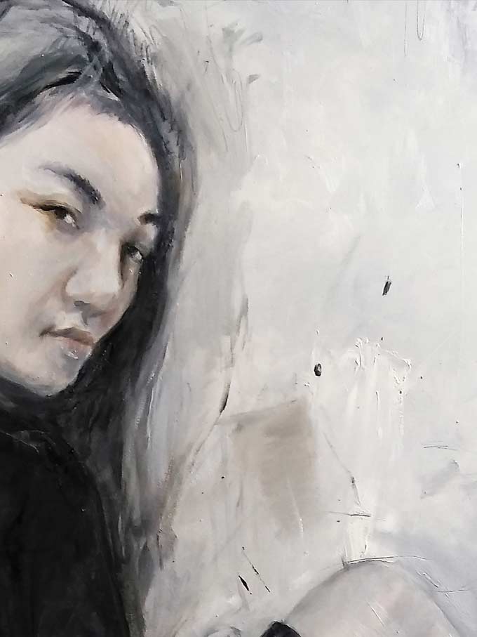 Hong Kong artist Detail of painting Oil on Canvas by Justo Cascante III